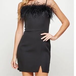 Strut & Bolt dress. Black feathered cocktail dress